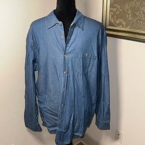 Steel & Jelly London denim long sleeves buttoned down contrast paisley Sz XL